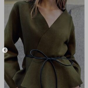 SOLD NWT Zara Olive Green Wrap-Style Sweater